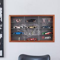 Figures Toy Block Shadow Box Display Case, Hanging Shelf Organizer with 16 Slots for Mini B gray