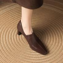 Krazing Pot Sheepskin Spring Summer Size 43 Size 42 Size 41 Chunky Heels Women Square Toe Office Lady Slip on Pumps 35 ruda