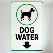 Dog Water Sign, Dog Silhouette Metal Tin Sign for Pet Supplies Store, Home Decor, Pet Shop, White Background Green Border with A 20x30cm（7.8x11.8inch）
