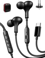 Wired Type-C Earphones with Mic, Voice Changer, Compatible with iPhone 16, 15, Pro Max, Plus, iPad, Galaxy S24, Ultra, S23, FE, Pixel 9, 8a, 7, and