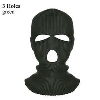 Fashion Full Face Motorbike  Hat Balaclava Hood Ski Hat Winter Knit Cap 2 Holes žalia