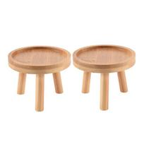 ABWR-2X Wooden Plant Stand Flower Pot Base Holder Stool High Stool Balcony Succulent Round Flower Shelf For Indoor Outdoor beige