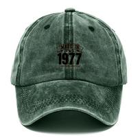 Vintage Washed Cotton Baseball Cap Adjustable Distressed Trucker Hat For Men Women Retro 1977 Limited Edition Cotton Cap Soft black