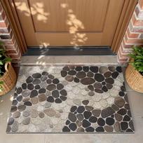 Stone Pattern Doormat European Retro Style Pebble Print Carpet Home Hallway Entrance Floormat Non-slip Rug for Living Room 40cm x 60cm