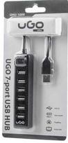 UGo UHU-1009 7-Port USB 2.0 Hub, Black