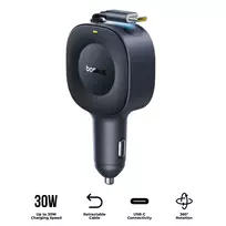 Baseus PrimeTrip VR2 Car Charger 30W with Retractable USB-C Cable / black