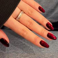 Christmas Press on Nails Short Almond False Nails with Cats Eye Designs Glossy Acrylic Nails for Women Nail Art 24Pcs 1