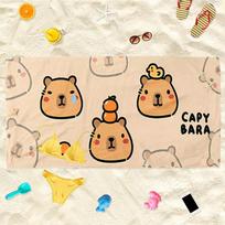 Adorable Capybara Beach Towel: Keep Happy, I'M Ok For Summer Fun! Suitable For Towels, Bath Towels, Beach Towels 50x100cm