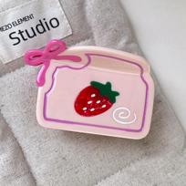 Cute Strawberry Grab Clamps Bow Acetic Acid Shark Clip Daily Cartoon Hair Claw  Female rožinė