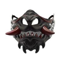 Half Face Red Prajnaparamita Mask Halloween Evil Devil Party Mask Toy Demon Samurai Mask Masquerade Party Wear Accessories A3