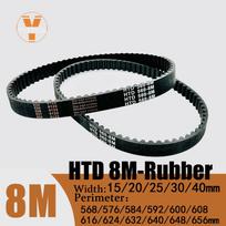 HTD 8M Timing Belt Length 568/576/584/592/600/608/616/624/632/640/648/656mm Width15/20/25/30/40mm HTD8M Closed Synchronous Belts 568mm(71 Teeth)