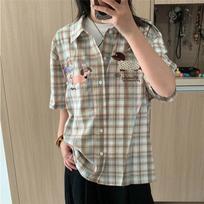 Printed women's shirt-fashionable button design-loose casual shirt L ruda