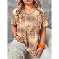 Summer Women's 3D Printed V-Neck T-Shirt Fashion Versatile Trend Breathable Casual S