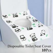 10-Piece Waterproof Disposable Toilet Seat Covers with Panda Print for Travel and Hotel Use