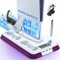 PS5/PS5 PRO/PS5 Slim Multi-Function Cooling Stand with RGB Controller Charger Dock Yh66 white