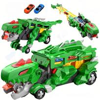 Dinosaur t-rex truck launcher slide + 2 die-cast cars car swallower