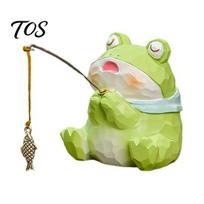 Minimalist Resin Craft Ornaments Leisure Fishing Frog/Cat/Panda/Bear Statue Ornaments, Clear Mini Vases Miniature Cute Animal Desktop Figurines B Frog