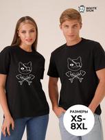 Oversized cotton T-shirt with  Pirate Cat  print 4XL