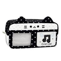 Large Capacity Pen Bag Cat Ear Design Stationery Bag Portable Pencil Pouch  School Supplies juoda balta spalva
