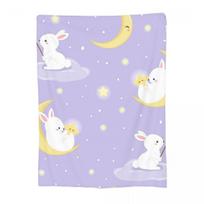 Little Bunny In The Moon Blankets Flannel Sofa Throw Blanket Multi-function Throw Blankets for Couch Bedding Throws Bedspread Size: 75*100cm, Weight: 230 GSM