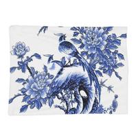 Blue Willow China Blue Delft Chinoiserie Blankets Soft Warm Flannel Throw Blanket Bedspread for Bed Living room Picnic Home Sofa Size: 75*100cm, Weight: 230 GSM gray