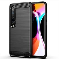 „Xiaomi Mi 10 5G“ dėklo buferio guminis anglies pluošto dangtelis „xaomi mi10“ galinis dangtelis, skirtas „xiaomi 10 5g“ silikoniniams dėklams Mi 10 juoda
