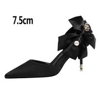 Fashion 2025 New Bow-knot Women Pumps Designer Shoes High Heels Sandals Women Satin Stiletto Heels Sexy Pearl Wedding Shoes Plus Size 43 35