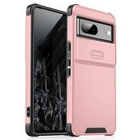 Slide Camera Protection Cover For Google Pixel 9 Pro XL Shockproof Armor Phone Case For Google Pixel 9A 8A 6A 7 8 Pro Matte Case Google Pixel 9 rožinė