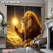 Lion Sun Blackout Curtains 2pcs   Majestic Lion Starry Sky Print Polyester Machine Washable for Bedroom Home Decor 100*130 Grommet Top 1pcs