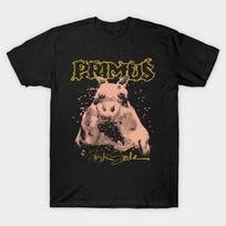 Men Black Print T-shirt Primus Retro No-Cut Transfer Paper Print Cotton Tshirt S juoda