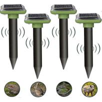 Solar Mole Repellent - Pack of 4, Ultrasonic Deterrent for Moles & Voles - Green