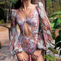 Moteriškas Bikini Seksualus Aukšto Juosmens Maudymosi Kostiumas Paplūdimio Maudymosi Kostiumas Ilgomis Rankovėmis Moteriškas Vasarinis Maudymosi Kostiumas S