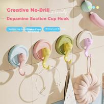 Set of 4 Morandi Suction Cup Hooks, No-Drill Strong Load-Bearing Removable Adhesive Towel Rack Hooks for Kitchen and Bathroom