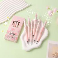 6Pcs Cute Pink Tulip Gel Pen Elegant Simple Pressing Neutral Pens Kawaii Pen Set School Supplies Aesthetic Stationery Gifts onesize