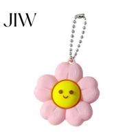 School Bag Decor Smiling Flower Keychain Fidget Toy, Floral Clicker Sensory Toy for Stress Backpack Charm Relief, Hanging with Ball Chain Key rožinė