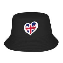 New UK heart  Design Bucket Hat Summer FisherUnisex Hat Outdoor  Sun Protection Fishing Hunting Cap Unisex Ladies Sun Hat One Size