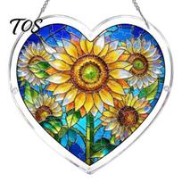 Colorful Window Hanging Art Acrylic Puzzle Suncatcher, Pendant, Heart Shape Stained Glass Sunlight Catching Pendant Style Sun Catcher Decoration, E