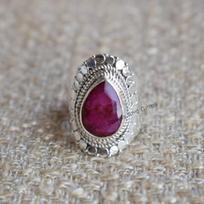 Ruby Ring, Handmade Ring for Her, 925 Sterling Silver Ring, Designer Teardrop Ruby Ring, Red Gemstone Ring, Gift for Women 5.75