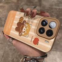 Cartoon Raccoon Phone Case 15 Pro With Lanyard Soft Silicone Full Cover Anti-Drop Cute Kawaii Style iPhone 15 Mini