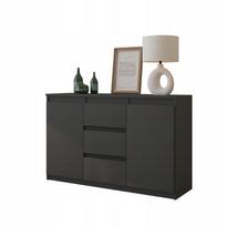 Komoda antracyt 120 cm szeroka, 2 drzwi, 2 półki, 3 szuflady