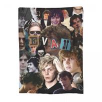 Evan Peters Pattern Blankets Soft Warm Flannel Throw Blanket Plush for Bed Living room Picnic Travel Home Couch Size: 75*100cm, Weight: 230 GSM