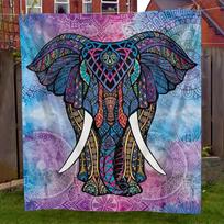 Vibrant Boho Mandala Elephant Blanket Throw Bohemian Tribal Art Picnic Blanket Beach Decorative Colorful Throw Wrap Size: 75*100cm, Weight: 230 GSM