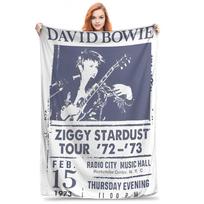 Vintažinis David Bowie Ziggy Stardust pledas Minkštas jaukus užklotas sofai, kušetei, lovai Yra įvairių dydžių Size: 75*100cm, Weight: 230 GSM gray