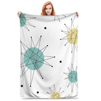 Franciscan Starburst Mid Century Atomic Age Blanket Flannel Sofa Throw Blanket for Home Bedroom Outdoor Throws Bedspread Quilt Size: 75*100cm, Weight: 230 GSM
