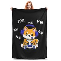 Shiba Inu Blankets Multi-function Flannel Sofa Throw Blanket for Home Bedroom Office Throws Bedspread Quilt Size: 75*100cm, Weight: 230 GSM