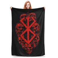 Japan Anime Berserk Swordsman Manga Guts Blanket Multi-function Fleece Sofa Throw Blanket for Bedroom Throws Bedspread Quilt Size: 75*100cm, Weight: 230 GSM