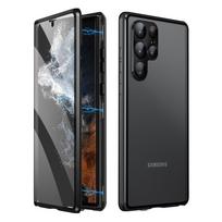 Suitable for Samsung S25 Ultra Gloss Protection Glasses Snap on Magneto Phone Case S23plus Double Sided Glass S24FE Q4428QQ-Samsung S22