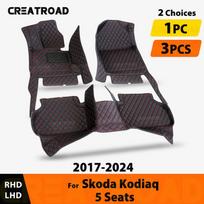 Car Floor Mats For Skoda Kodiaq 5 Seats 2017 2018      2024  Auto Foot Pads Automobile Carpet Cover In 1PC-Black-Black