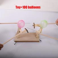 Handmade Wooden Balloon Battle Game for Two Players Fast-Paced Bamboo Man Fencing Puppets Wooden Bots Battle Game