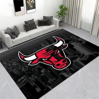 Chicago Bulls Cartoon Red Bull with White Hands Print Area Rug, Black Sports Style Floor Mat 40x60cm( 15x23in )